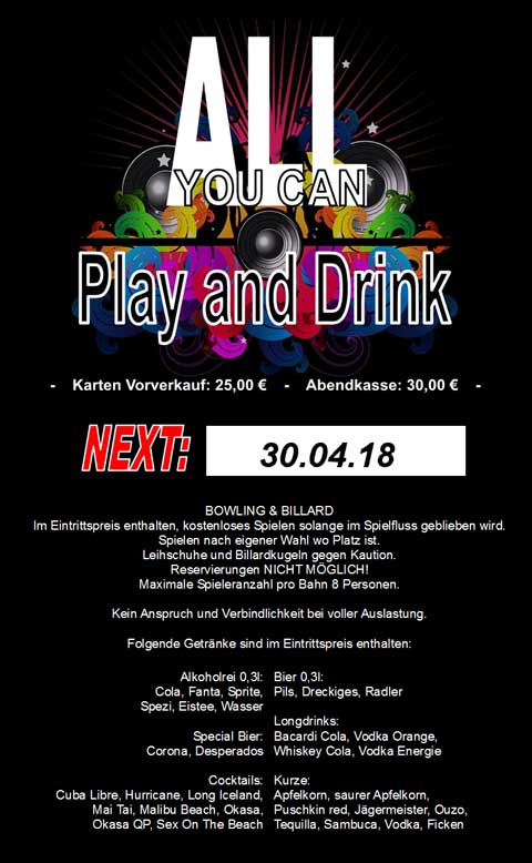 All you can Play and Drink